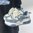 Damen Coole Jeans Sneakers mit verstärktem Fersenbereich und dämpfender Sohle
