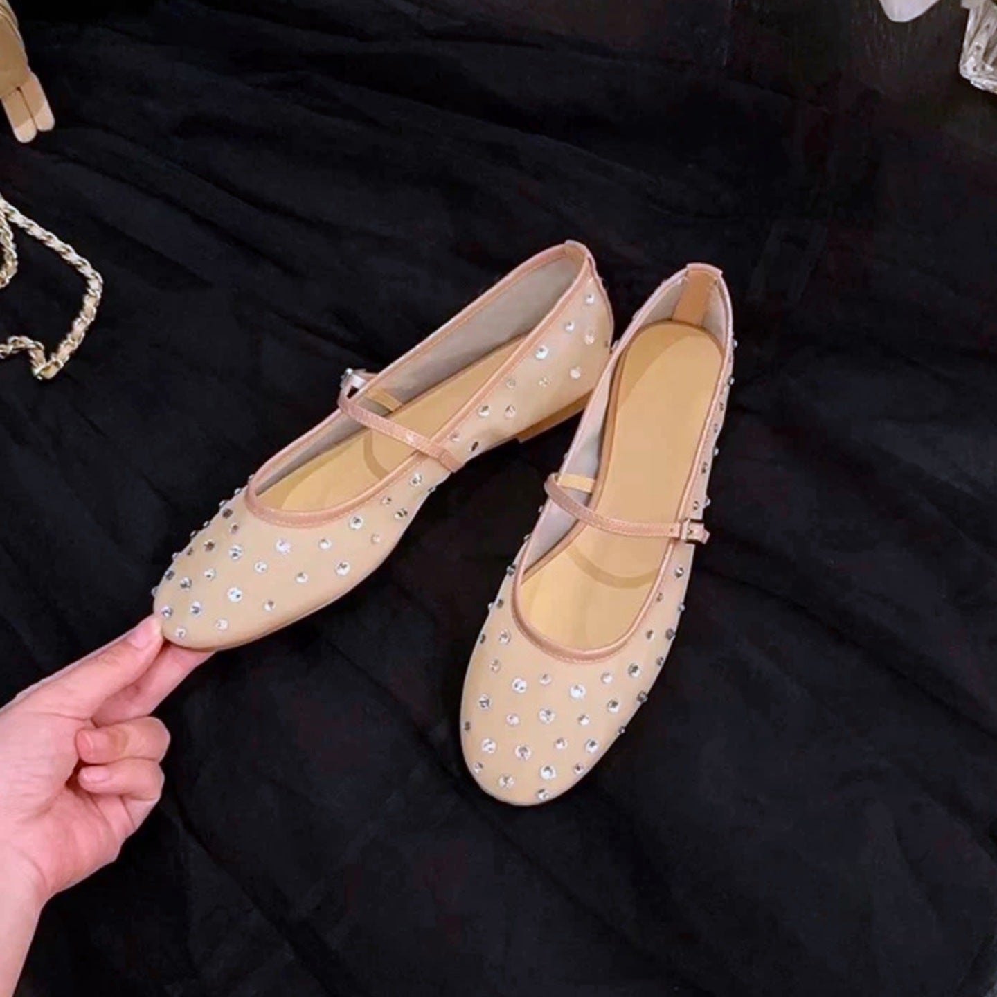 Damen Ballerinas mit funkelnden Strassdetails und komfortablem Fußbett R&B