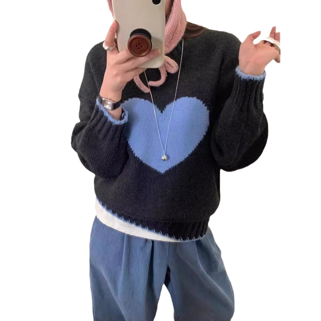 Damen angesagter Pullover mit Herzmotiv und lässigem Schnitt R&B