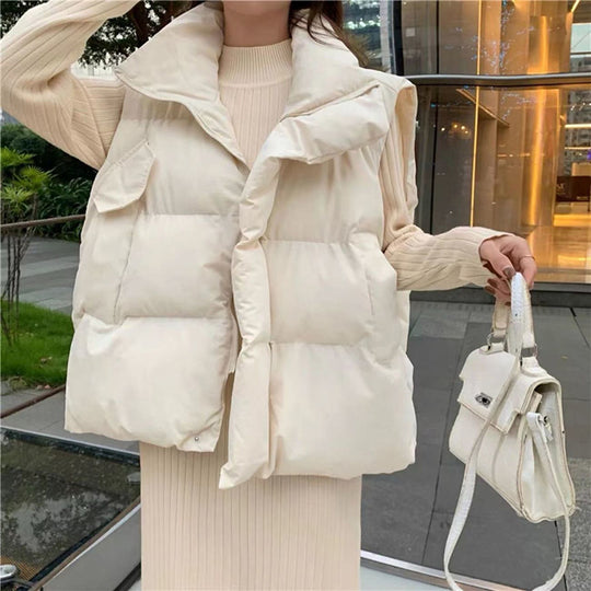 Damen Wattierte Utility-Weste mit seitlichen Taschen und hohem Kragen R&B