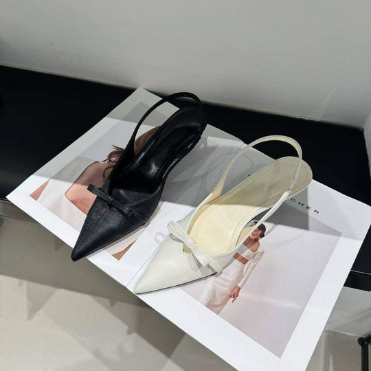 Damen elegante Slingback-Pumps mit feinem Riemchen und Schleifenapplikation R&B