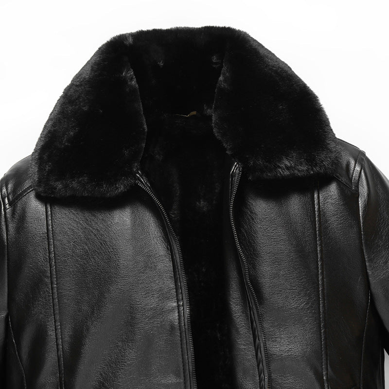 Herren warme Lammlederjacke mit gefüttertem Kragen R&B