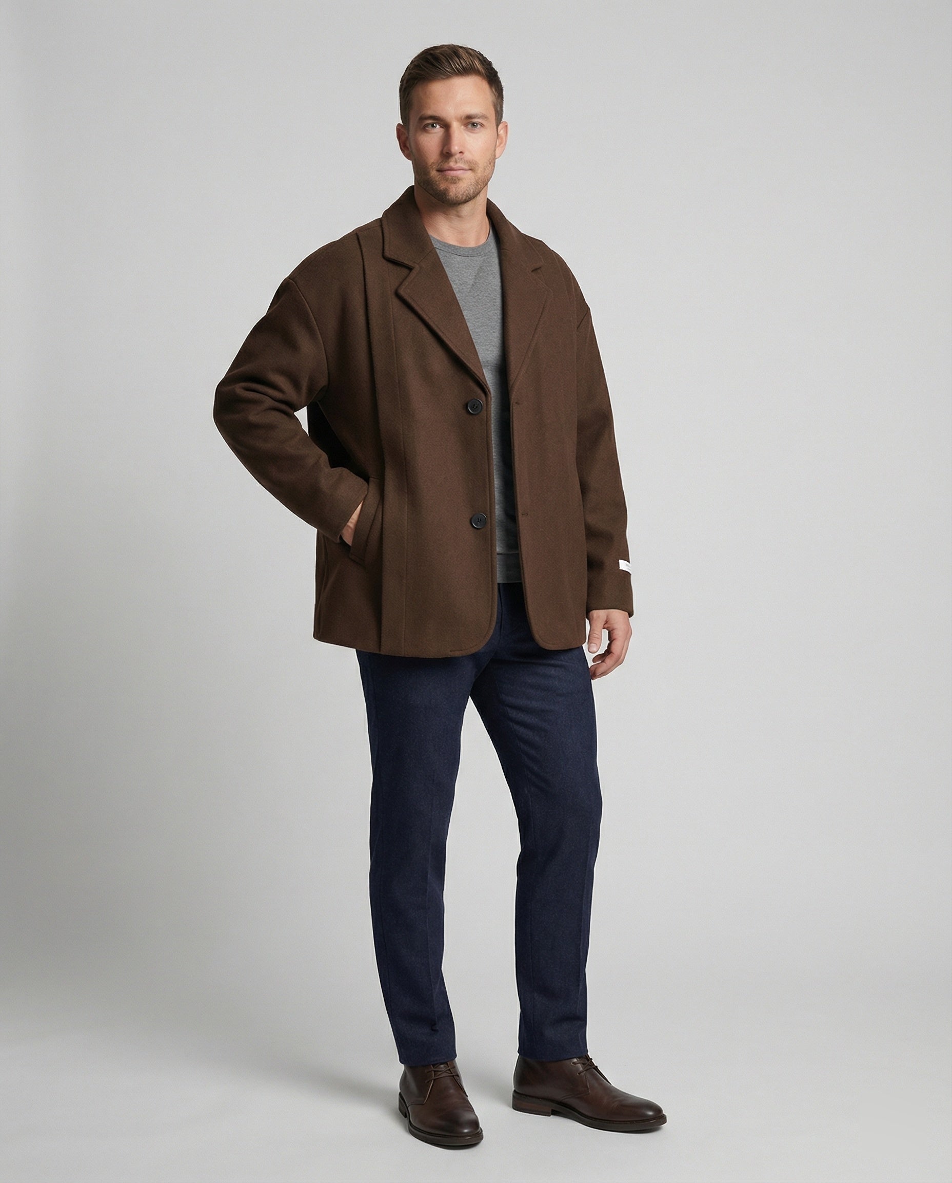 Herren Retro Sakko Lockerer American Style Workwear Jacke Herbst