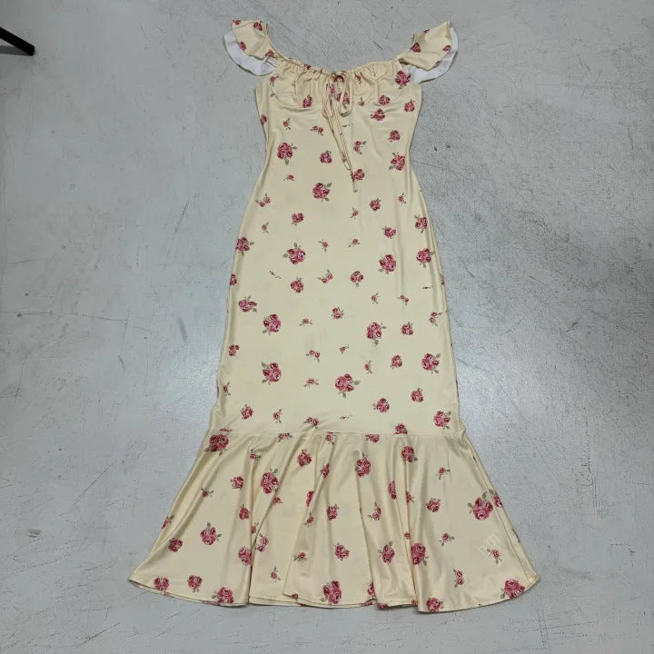 Damen Maxikleid mit Rüschensaum und floralem Muster R&B