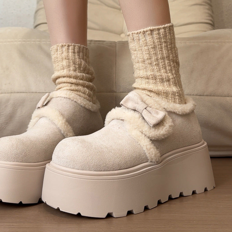 Damen komfortable Clogs mit flauschigem Innenfutter und dekorativer Schleife R&B