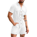 Herren Kurzoverall mit lR&Bhaftem Blumenmuster R&B