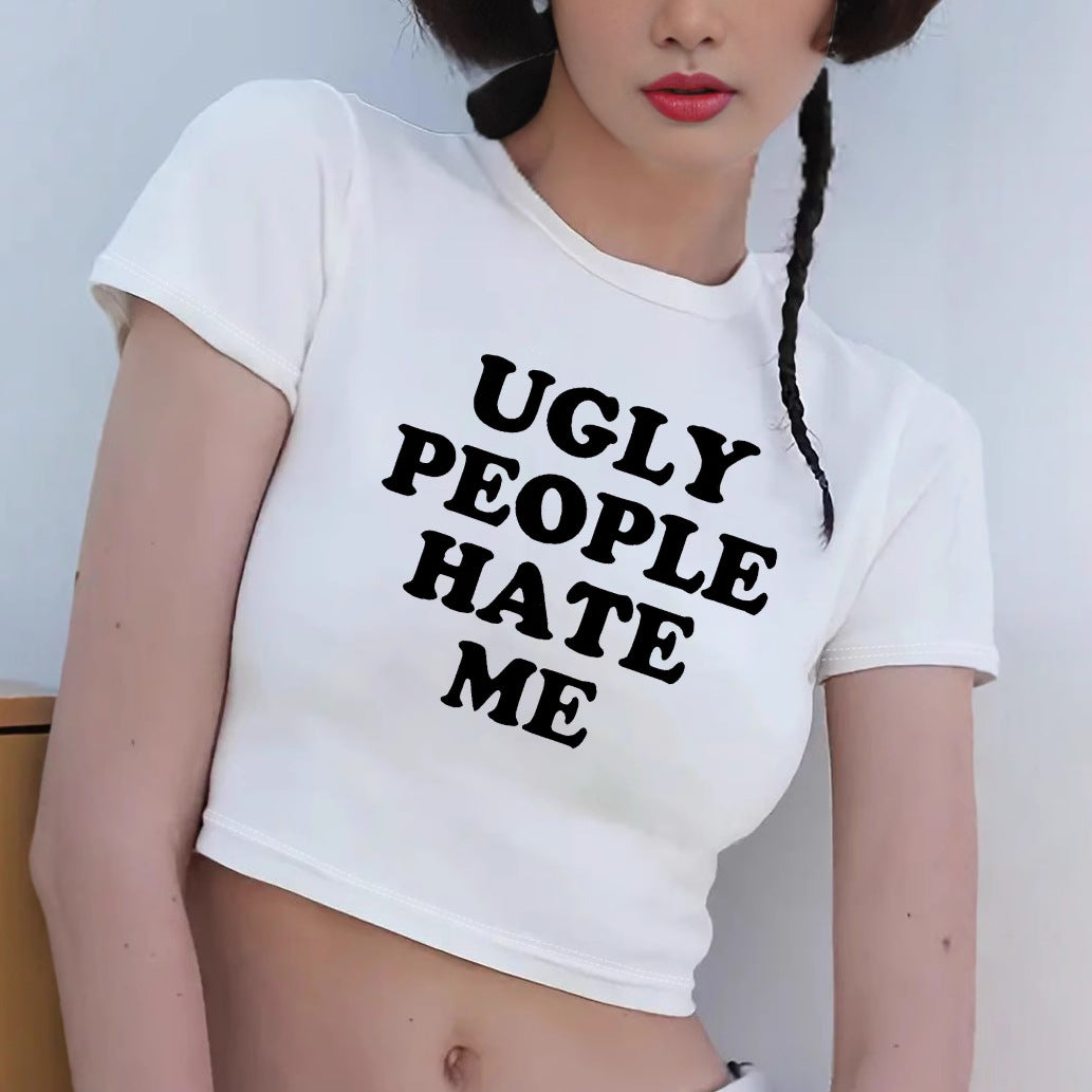 Damen Crop-T-Shirt mit inspirierendem Schriftzug R&B