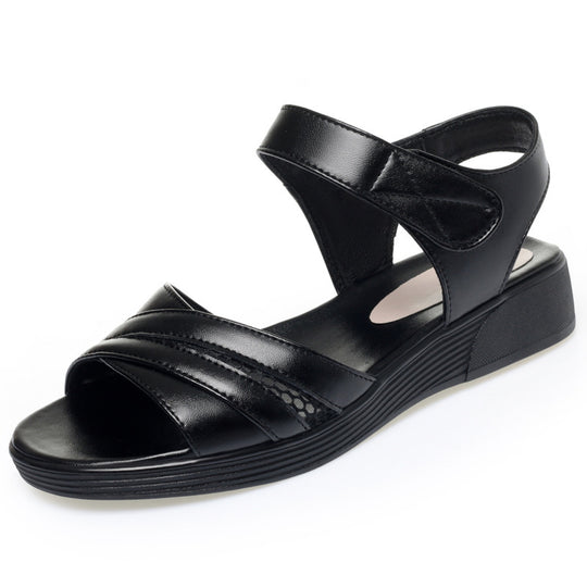 Damen Komfortable Wedge-Sandaletten mit verstellbarem Fesselriemen und atmungsaktiver Oberflächenstruktur R&B