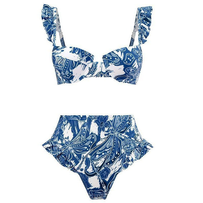 Damen Bikini-Set mit eleganter Rüschendetailierung und stylischem Überrock R&B
