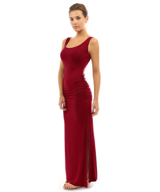 Damen figurbetontes Maxikleid mit Raffungen R&B