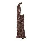 Damen Maxikleid mit trendigem Leopardenmuster und schickem Schal R&B