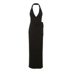 Damen Wickelmaxikleid mit tiefem V-Ausschnitt und eleganter Schleifenbindung R&B
