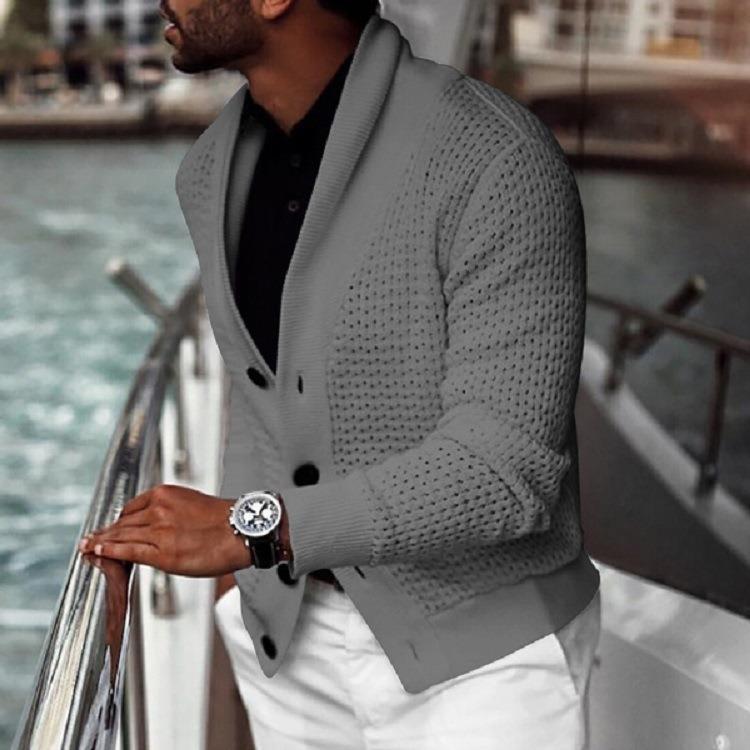 Herren modischer Strickblazer mit strukturiertem Design R&B