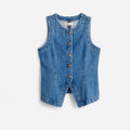 Damen Jeansweste mit Knopfleiste und seitlichen Eingrifftaschen R&B