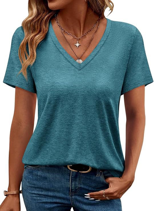 Damen V-Ausschnitt T-Shirt Aus Weichem Single Jersey Heidi-Mode