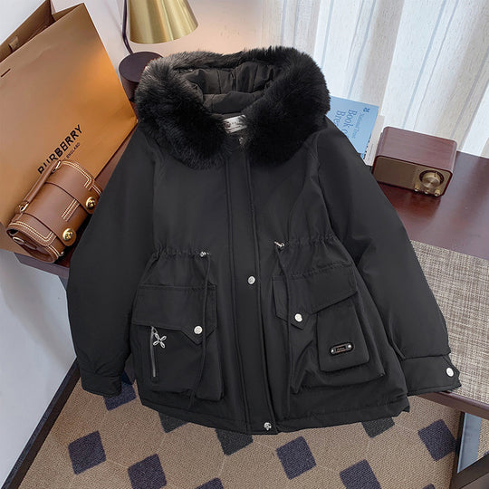 Damen Winterjacke mit abnehmbarem Kunstpelzkragen und praktischen Taschen R&B