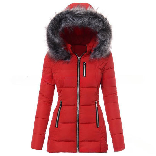 Damen Winterjacke mit abnehmbarem Kunstpelzkragen R&B