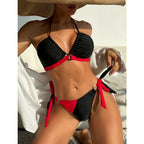 Damen Triangel-Bikini mit verstellbaren Trägern und sportlichem Rüschendesign R&B
