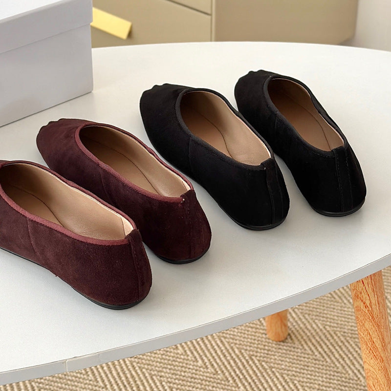 Damen Mokassin-Ballerinas aus weichem Veloursleder