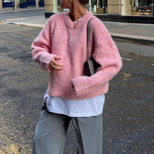 Damen gemütlicher Strickpullover mit lässigem Schnitt R&B