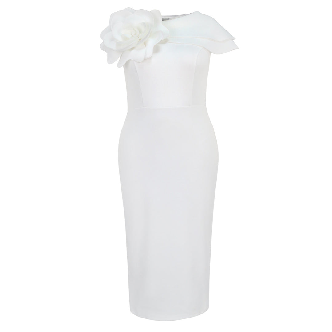 Damen figurbetontes Abendkleid mit 3D-Blumenapplikation R&B