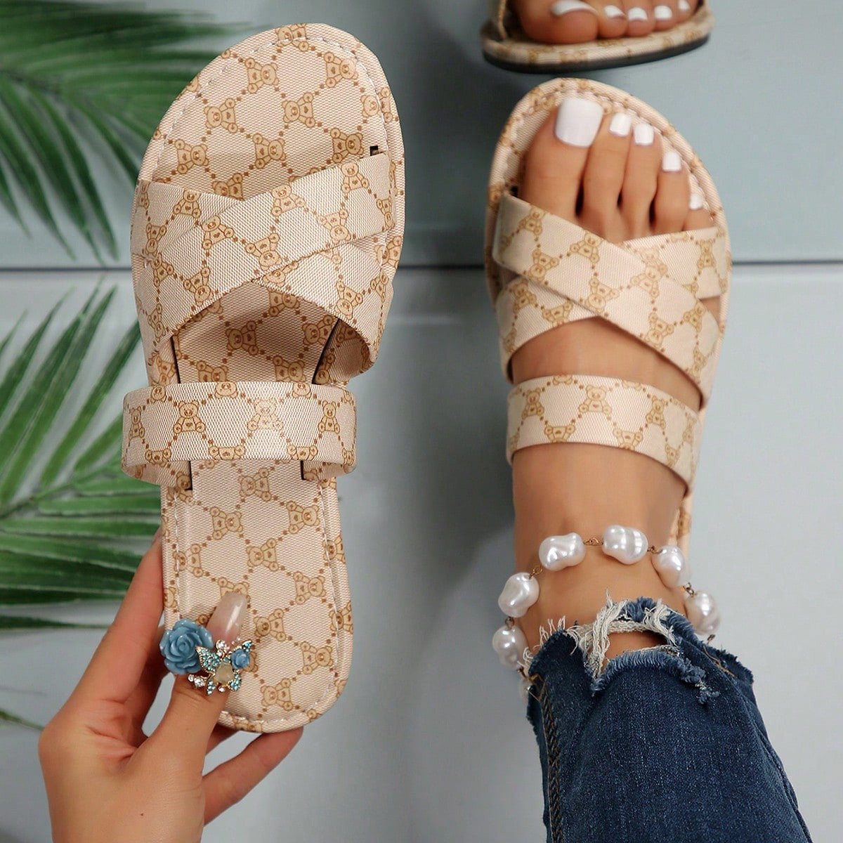 Damen offene Sandalen mit geflochtenem Riemen-Design und komfortabler Fußbettung R&B
