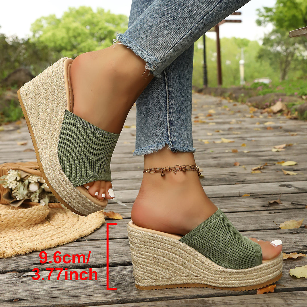 Damen modische Wedge-Pantoletten mit elastischem Obermaterial R&B