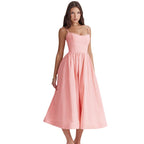Damen Maxikleid mit schmalen Trägern und schwingendem Rock R&B