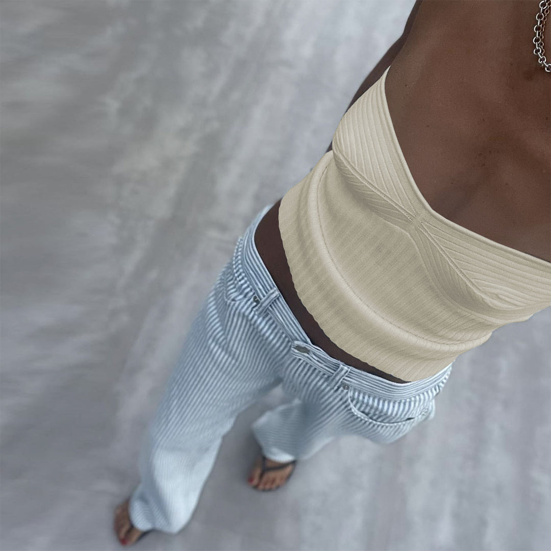 Damen Trägershirt aus strukturierter Baumwolle R&B