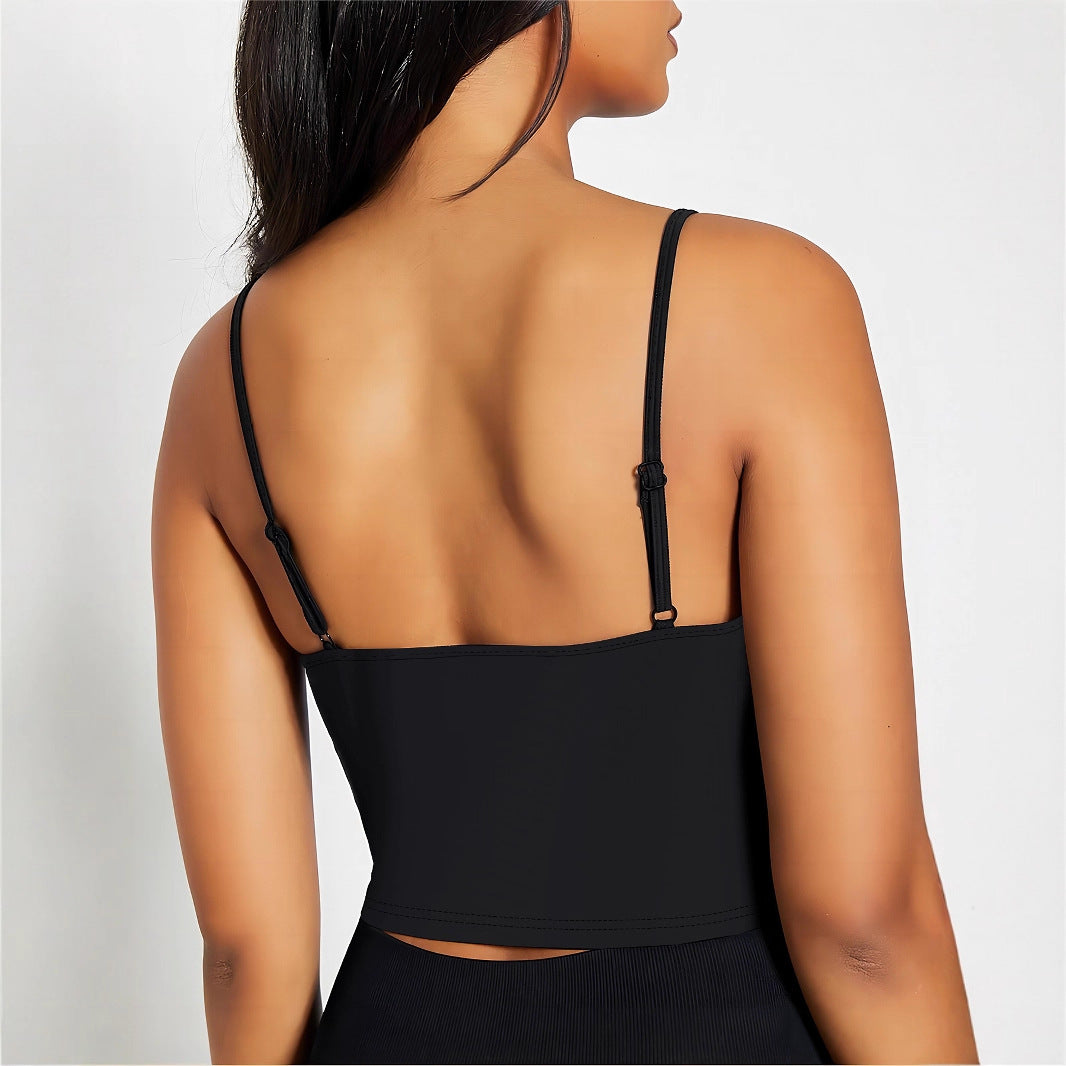 Damen Crop-Top mit feinen Spaghettiträgern und körperbetontem Schnitt R&B