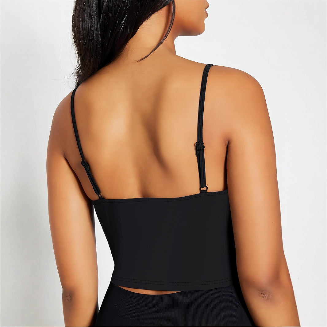 Damen Crop-Top mit feinen Spaghettiträgern und körperbetontem Schnitt R&B