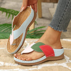 Damen Zehentrenner-Sandalen mit modischem Blatt-Design und anatomischem Fußbett R&B