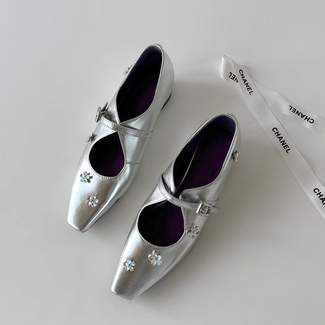 Damen elegante Mary Jane Schuhe mit floralen Details R&B