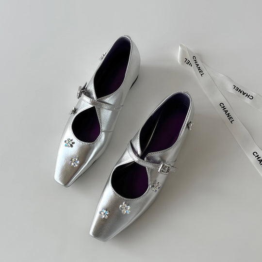 Damen elegante Mary Jane Schuhe mit floralen Details R&B