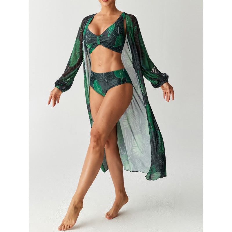 Damen Bikiniset mit farbenfrohem Design und transparenter Strandumhüllung R&B