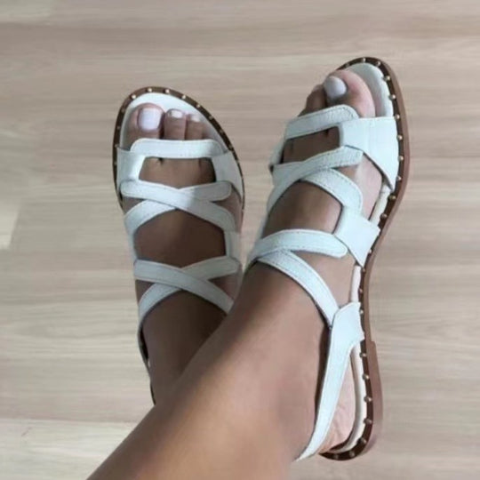 Damen farbenfrohe Sandalen mit flexiblen Riemen R&B