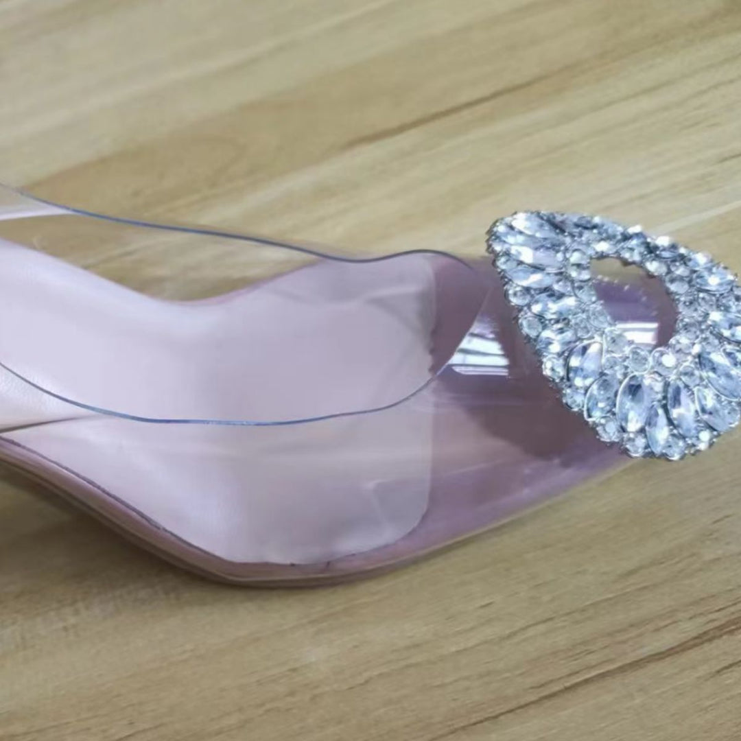 Damen elegante Transparente Pumps mit funkelndem Strassbesatz R&B