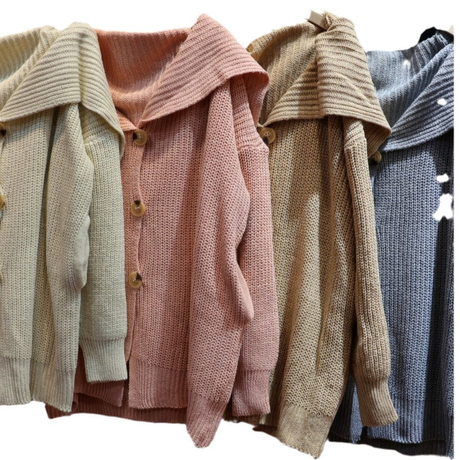 Damen Strickjacke mit Kapuze und großen Taschen R&B