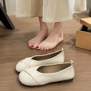 Damen Ballerinas mit hochwertiger Lederoberfläche und elegantem Querriemen R&B