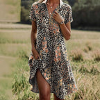 Damen Freizeitkleid mit floralem Design und asymmetrischem Schnitt