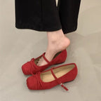 Damen elegante Ballerinas mit dekorativen Schleifen und komfortablem Riemchen R&B