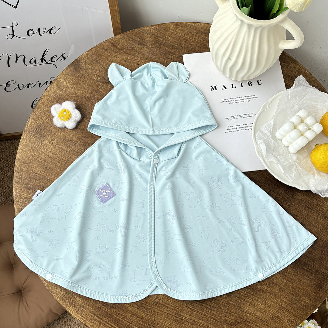 Unisex nan leichter UV-Schutz Kinderponcho mit Kapuze und verspielten Ohren für Babys R&B