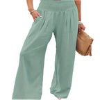 Damen weite Sommerhose mit hohem Bund und eleganten Falten R&B