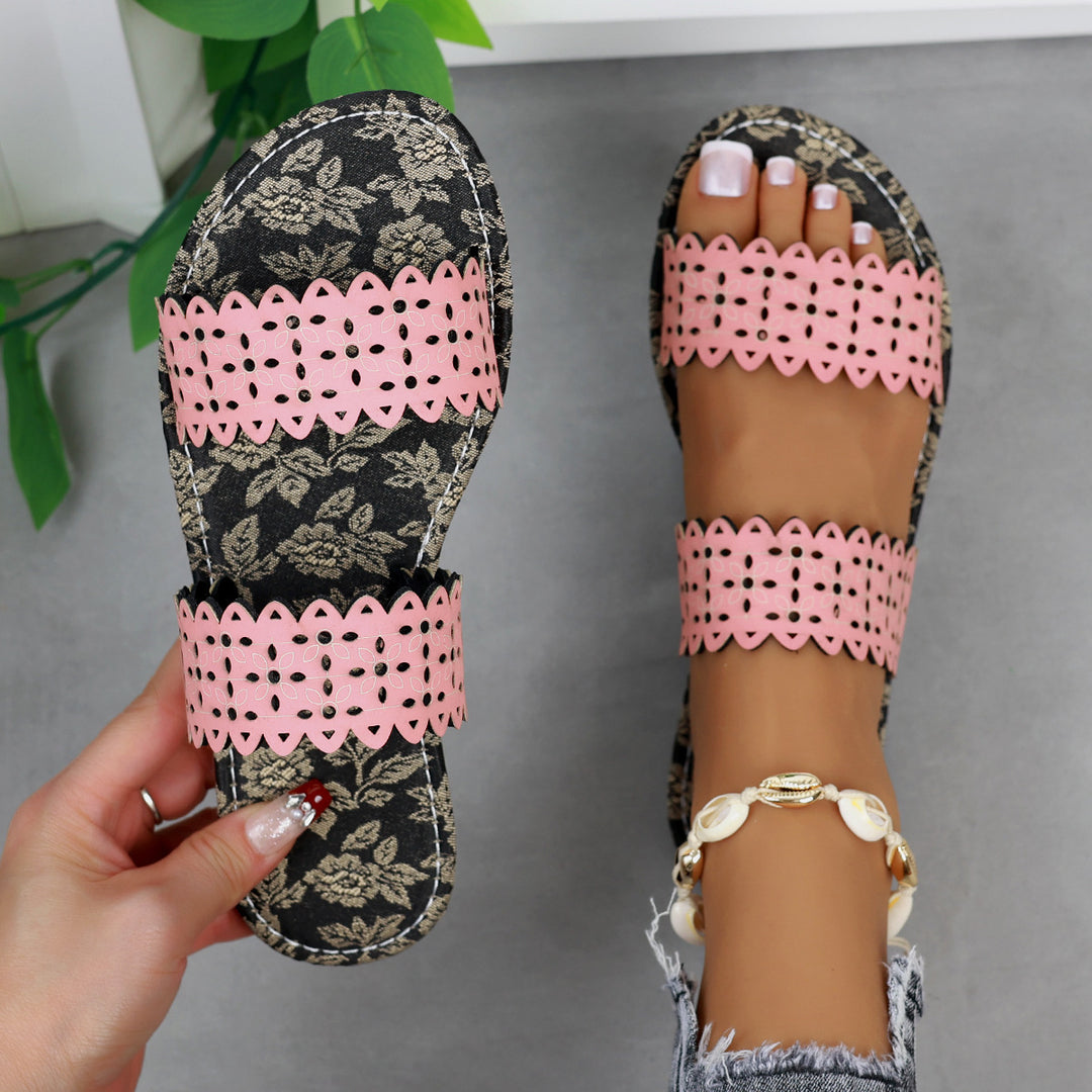 Damen Komfortable Slides mit modischen Cut-Out-Riemen R&B