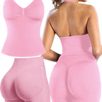Damen Sportoberteil mit push-up Effekt und figurformenden Shorts R&B