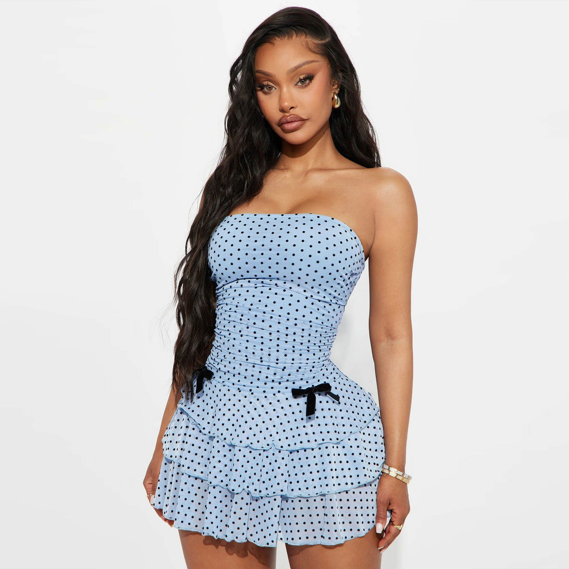 Damen Verspieltes Minikleid mit Rüschen und offenen Trägern R&B
