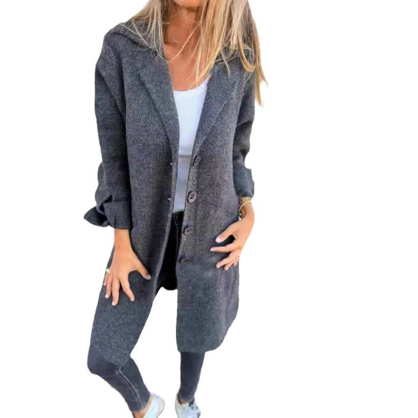 Damen eleganter Wollmantel mit praktischen Taschen R&B