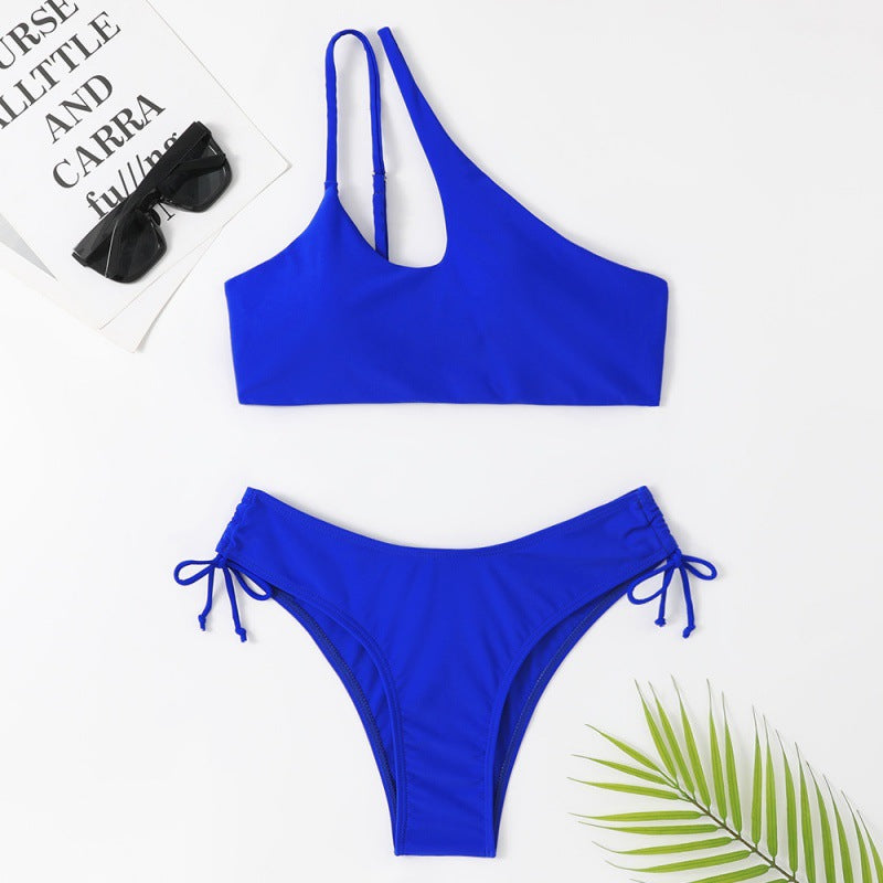 Damen Sportlicher Bikini mit asymmetrischem Oberteil und verstellbaren Trägern R&B
