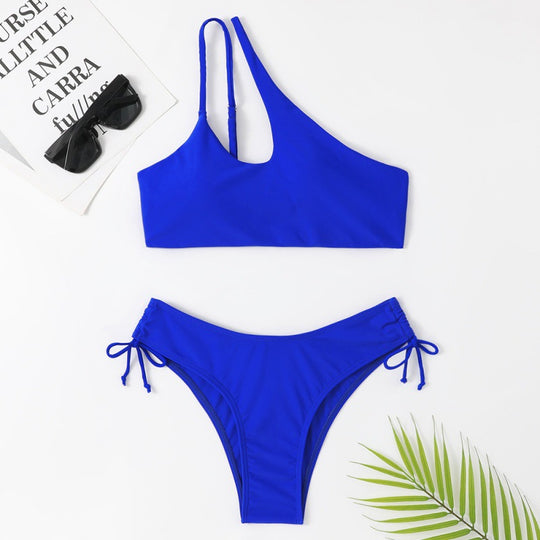 Damen Sportlicher Bikini mit asymmetrischem Oberteil und verstellbaren Trägern R&B