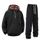 Damen lässiger Hoodie mit Druckknopf und Cargo-Hose R&B